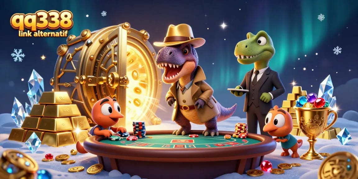 Experience thrilling action with the qq338 link alternatif cartoon casino scene featuring unique characters and dazzling gems.