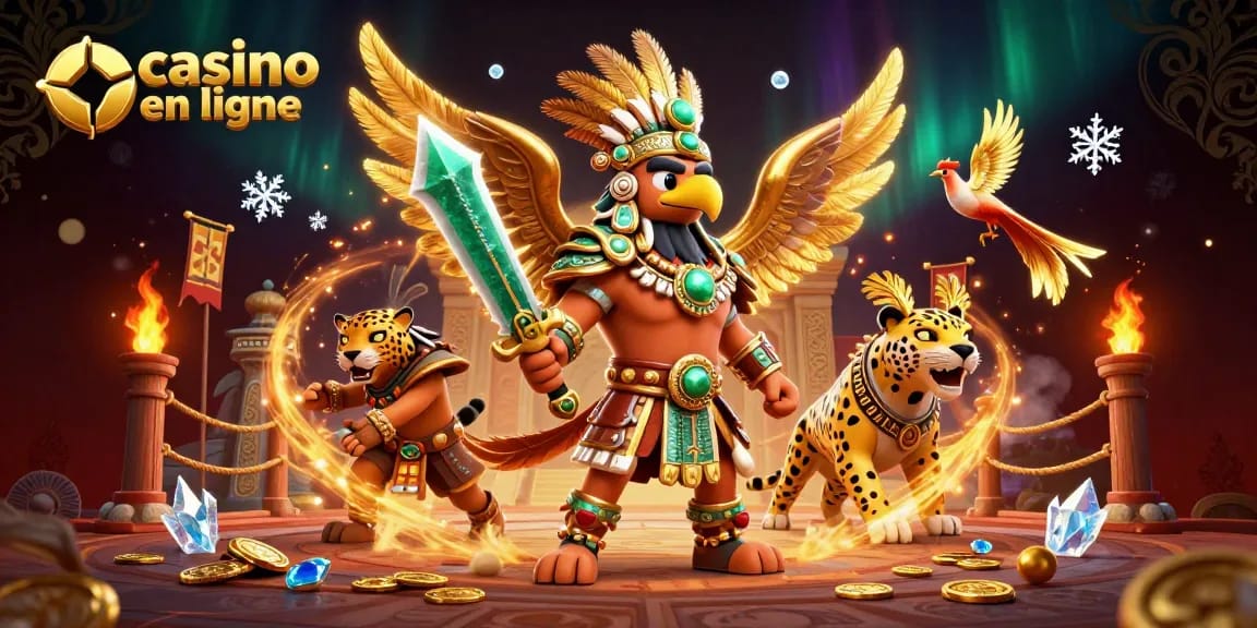 Découvrez un casino en ligne dynamique avec des guerriers azteques et des effets visuels captivants.