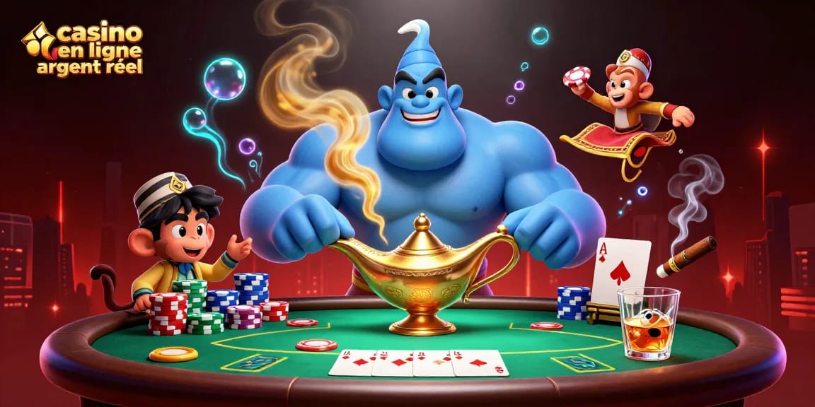 Vivez l'expérience du casino en ligne argent réel avec un génie majestueux et un tapis magique.