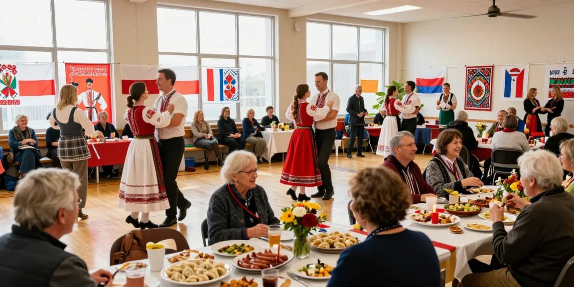 Polish community gathering at https://www.sfpol.com/ celebrating culture through food and dance