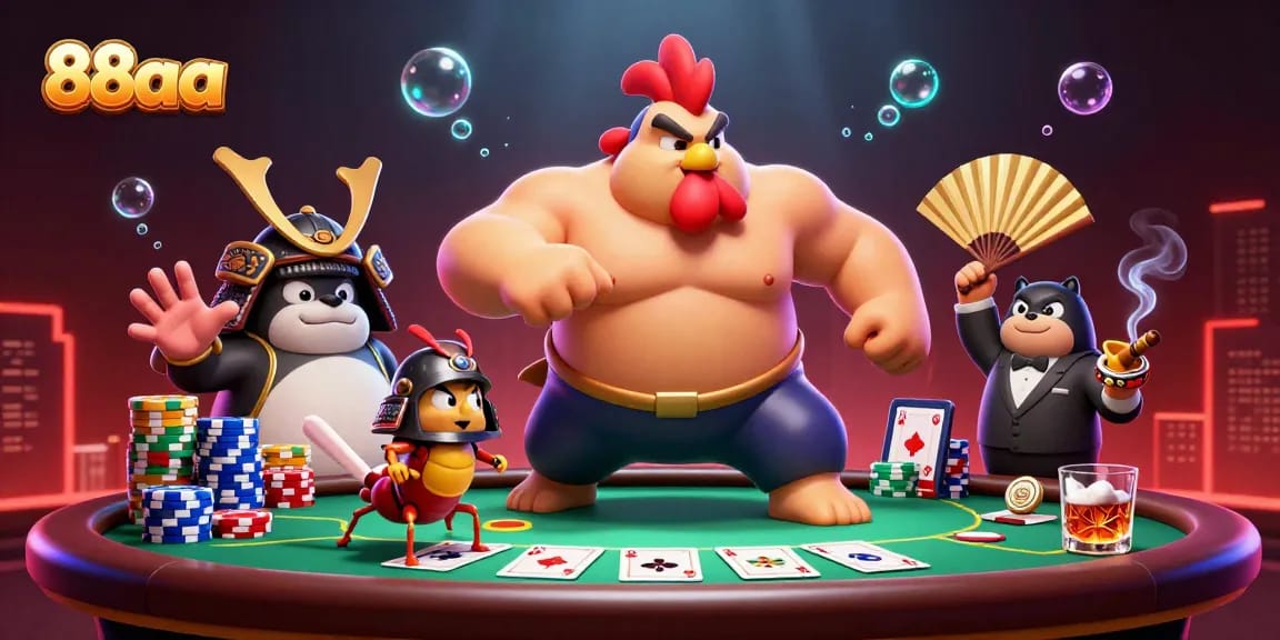 Experience thrilling poker action with 88aa in this vibrant casino scene featuring exciting game elements.