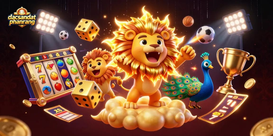 Play thrilling games and win at dacsandatphanrang in this vibrant 3D casino illustration.