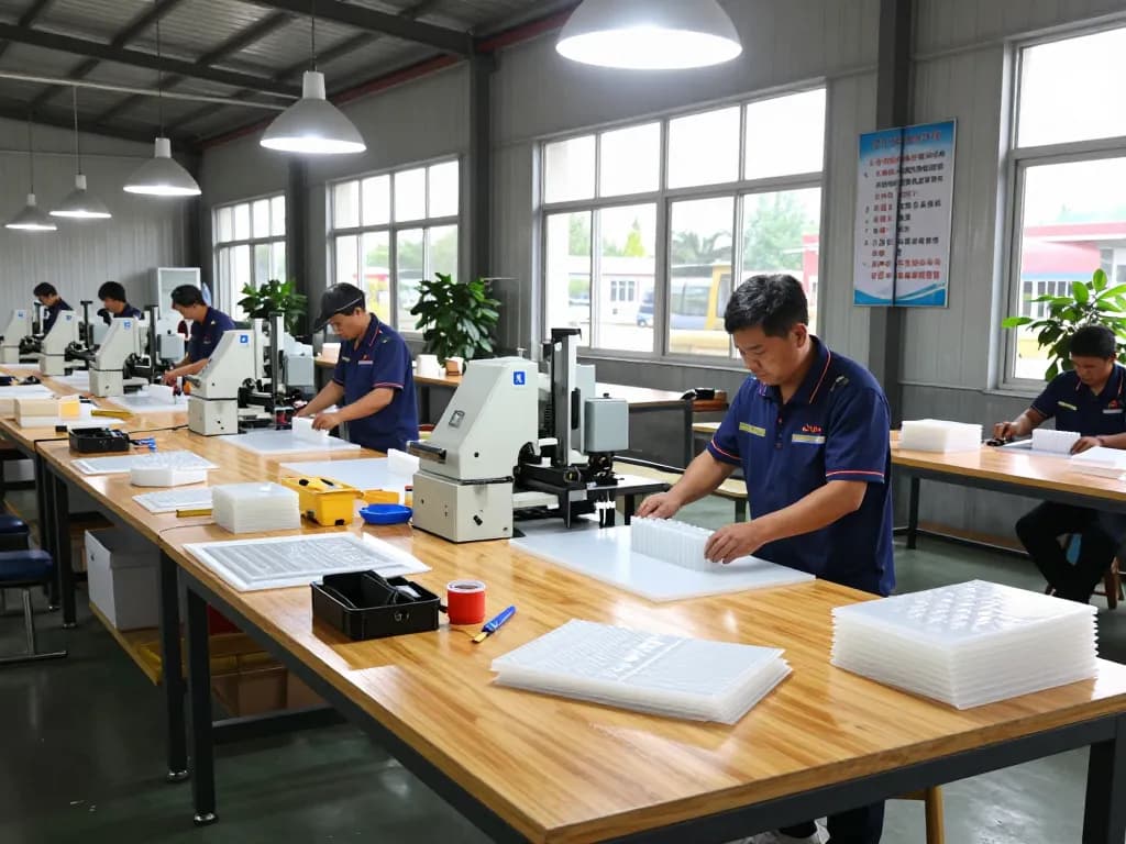 bóc ép plastic thanh hóa production scene with skilled workers operating machinery in a vibrant factory environment