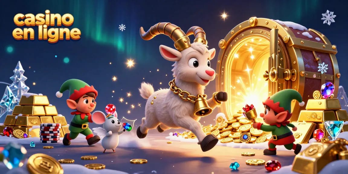 Jouez dans un casino en ligne festif où Krampus et un petit ange souris animent la scène