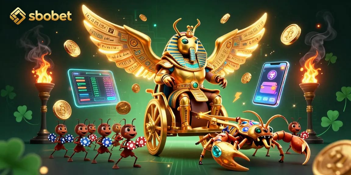 Sbobet showcases thrilling sports betting with stunning 3D casino illustration featuring captivating characters and elements.