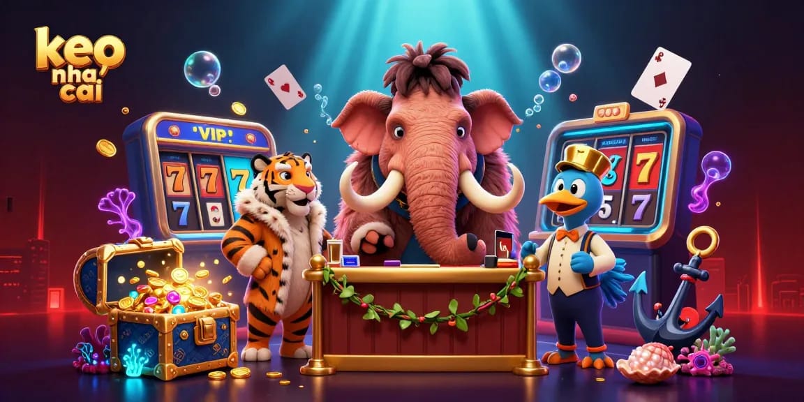 Experience the excitement of keo nha cai with a vibrant casino scene featuring unique characters.