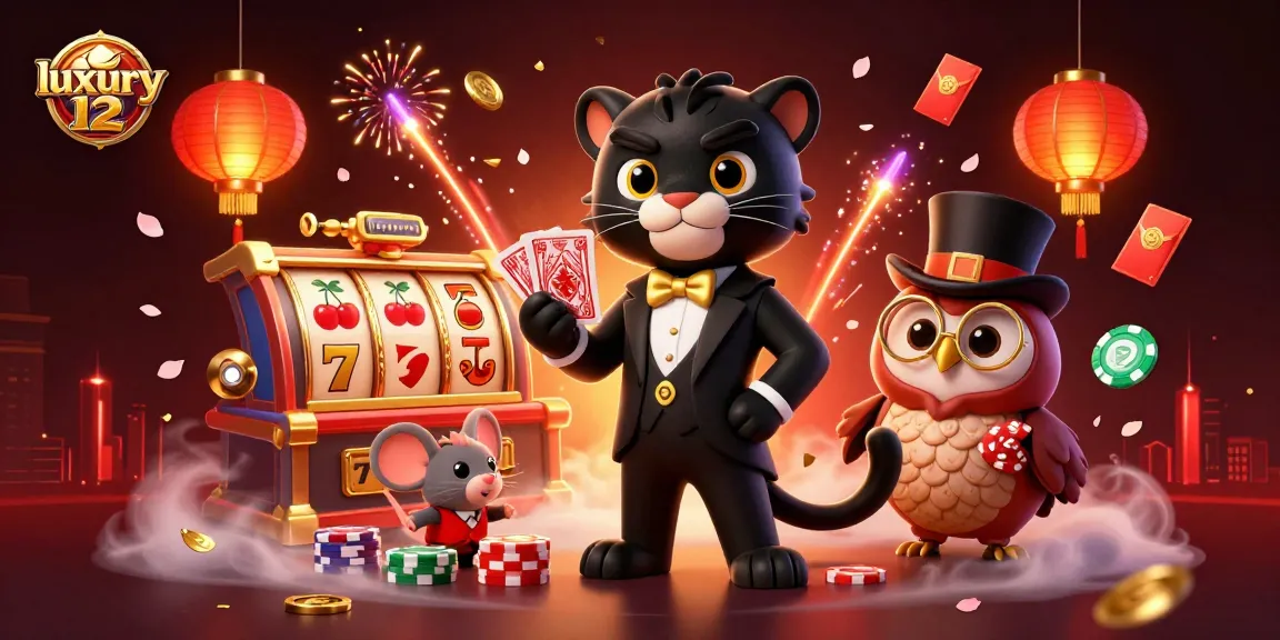 Experience luxury 12 with a stylish black panther dealer, poker chips, and vibrant casino elements.