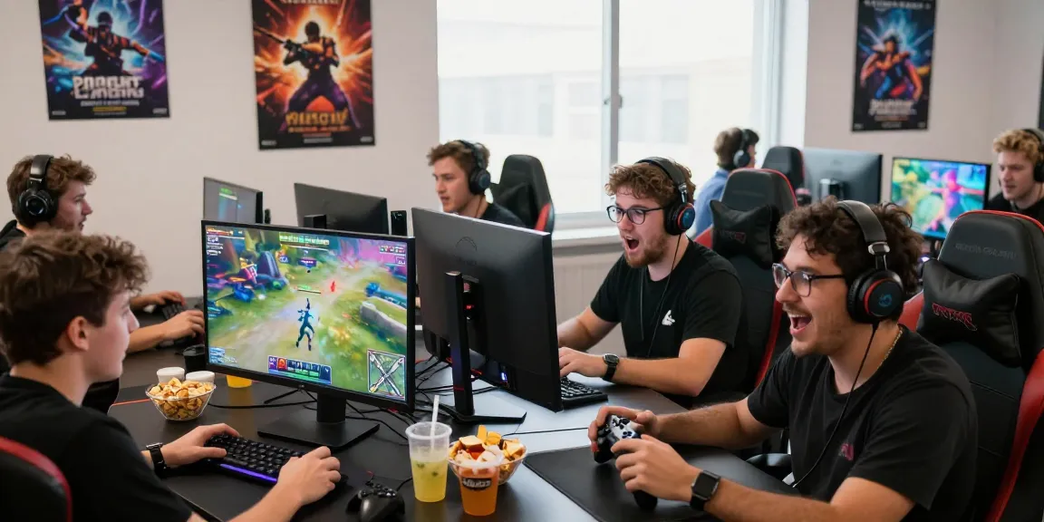 NAGA2000 online gaming enthusiasts engaged in multiplayer action, showcasing vibrant gaming setup and competitive atmosphere.