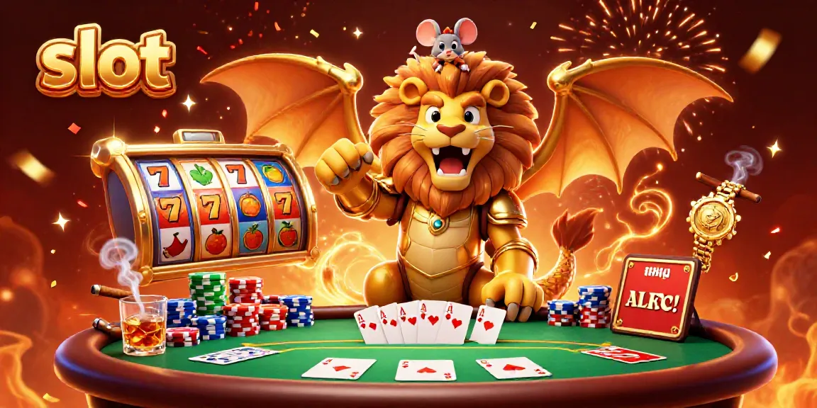 Experience an exciting slot adventure with a golden chimera and mouse jockey amidst vibrant reels.