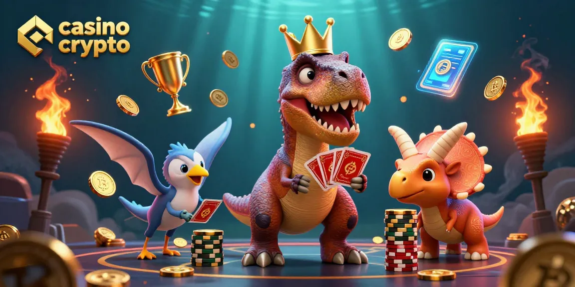 Gagnez au casino crypto avec des personnages amusants, T-Rex et triceratops avec des éléments de jeux