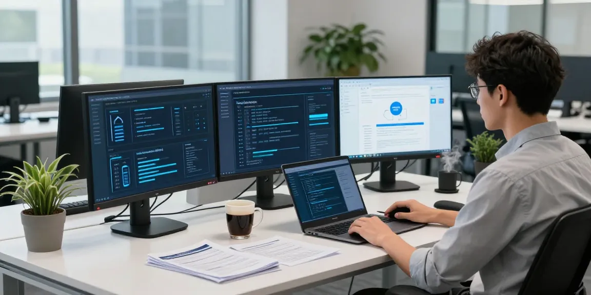 Cyber Essentials vs Cyber Essentials Plus comparison in a modern tech workspace with compliance metrics and cybersecurity tools.