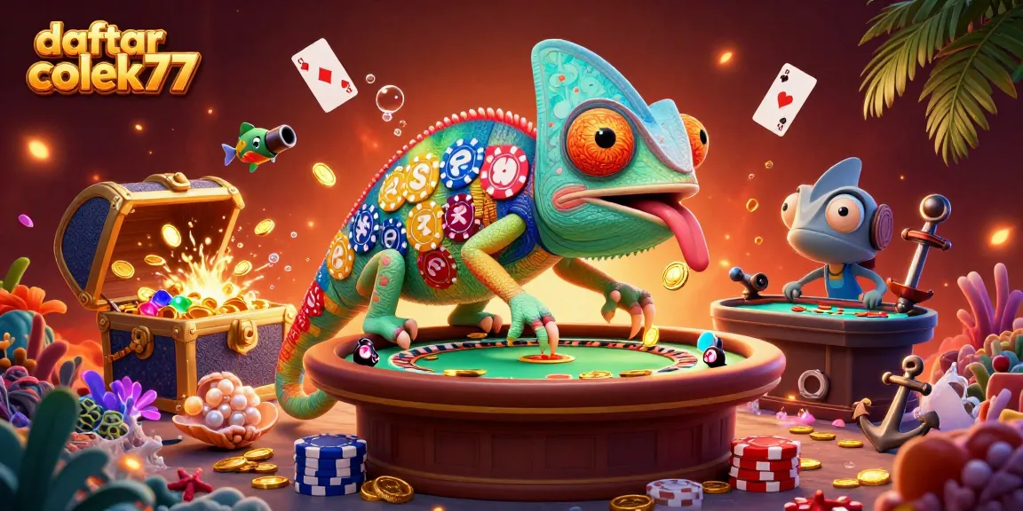Engage in daftar colek77 with a vibrant 3D illustration showcasing thrilling casino elements.