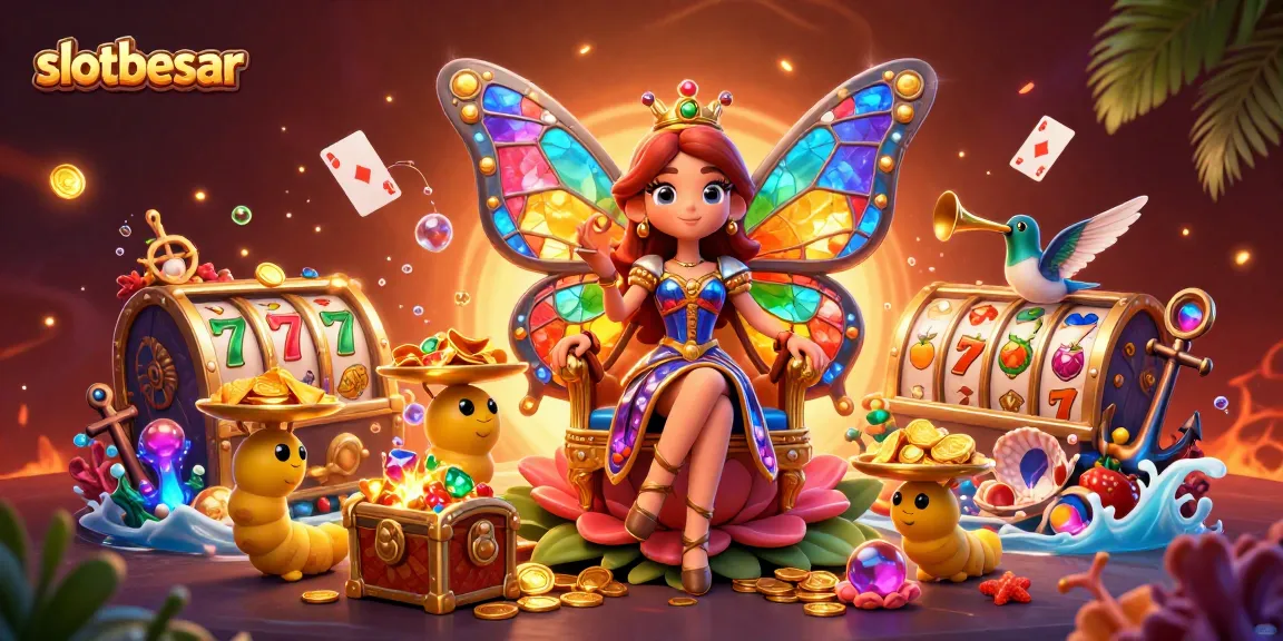 Experience fun with slotbesar in an enchanting casino scene featuring vibrant characters and rich game elements.