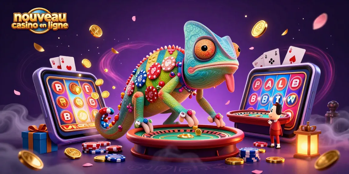 Découvrez le nouveau casino en ligne avec un chameleon animé et des jeux scintillants.