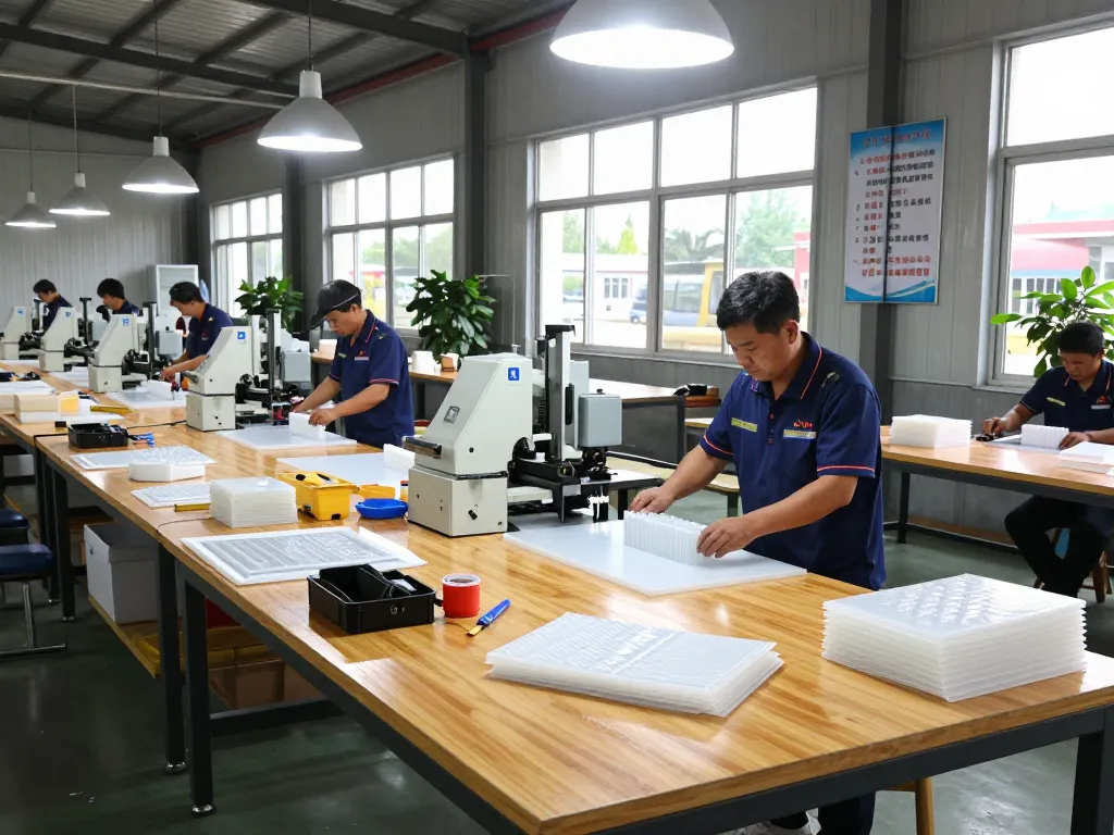 bóc ép plastic thanh hóa production scene with skilled workers operating machinery in a vibrant factory environment