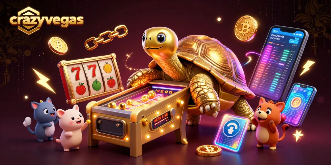 Engage with crazyvegas: a vibrant 3D scene showcasing the thrill of slot machines and crypto coins.