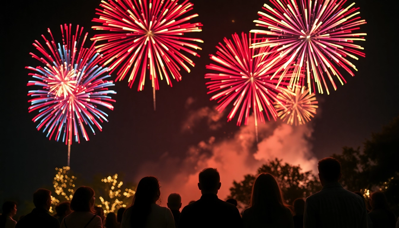 Witness exhilarating fireworks uk lighting up the night sky in vibrant colors during a festive celebration.