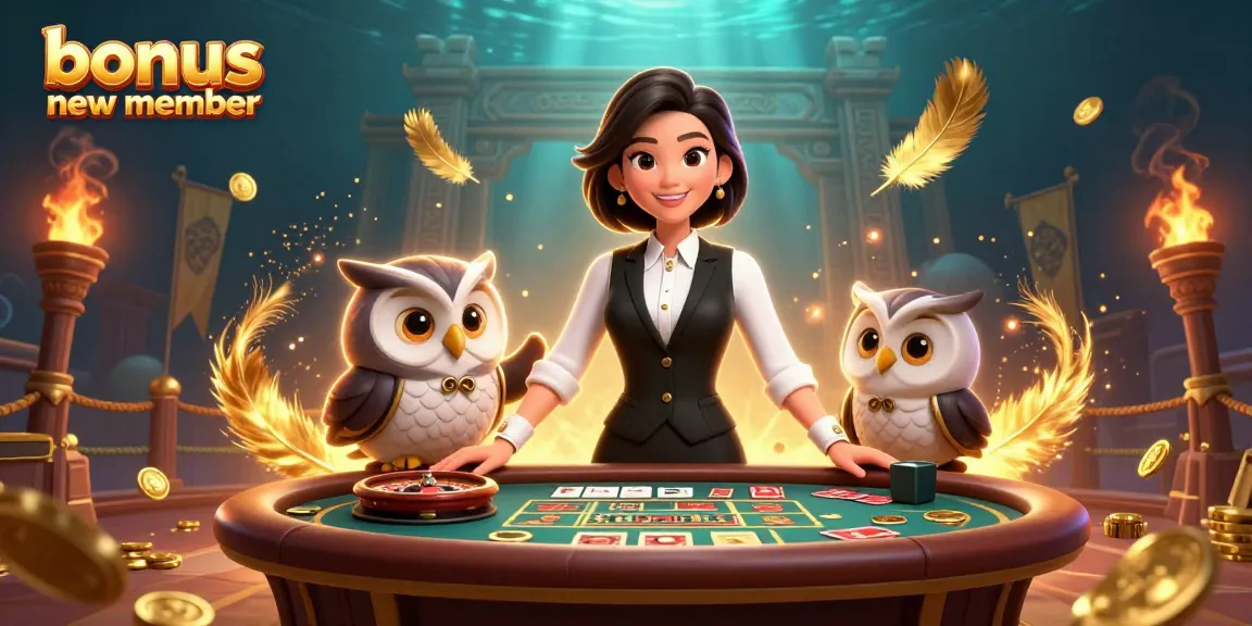 Engage with the bonus new member offer at a vibrant baccarat table featuring a friendly dealer.