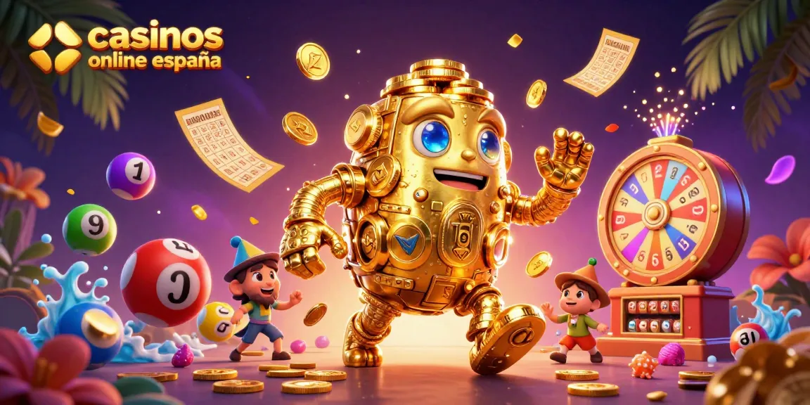Gana en los casinos online España mientras disfrutas de una ilustración 3D vibrante de un golem dorado lleno de sorpresas.