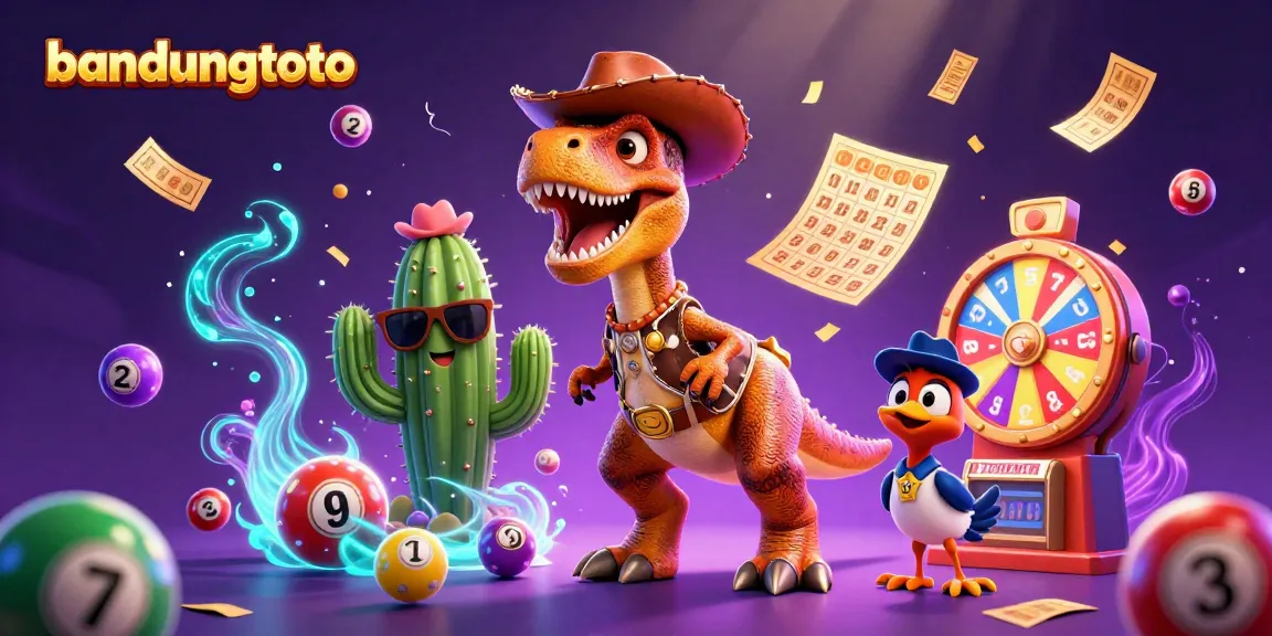 bandungtoto invites players to visualize a colorful lottery scene featuring a cowboy dinosaur, cactus, and roadrunner.