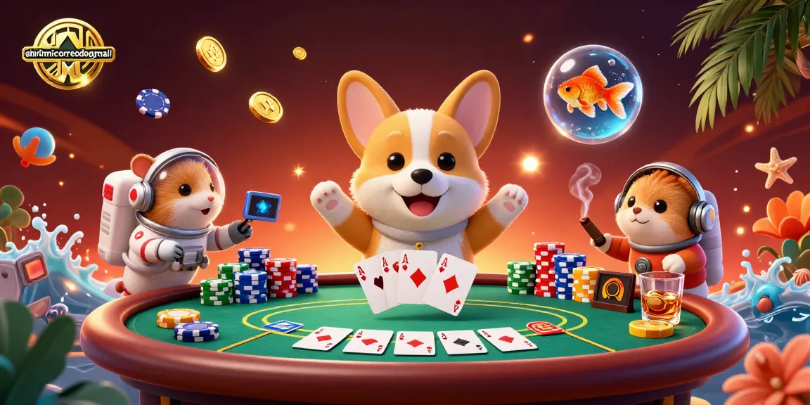 Experience excitement in the gambling universe with abrirmicorreodegmail, featuring a playful corgi and vibrant poker scene.