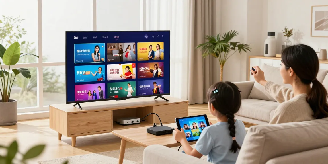 Family enjoying Iron TV streaming on Smart TV in cozy living room.