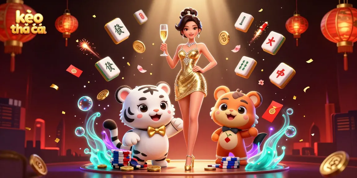 Bet on kèo nhà cái with an engaging casino scene featuring a glamorous woman and a lucky tiger.