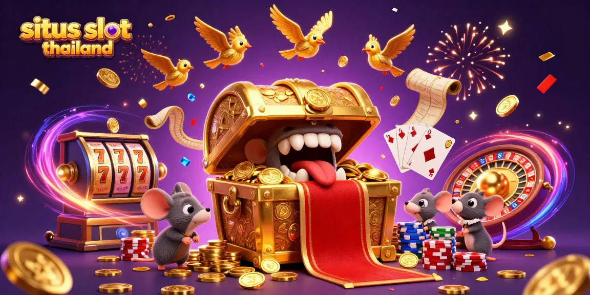 Experience the excitement of situs slot thailand with vibrant slots and casino elements in an engaging 3D scene.