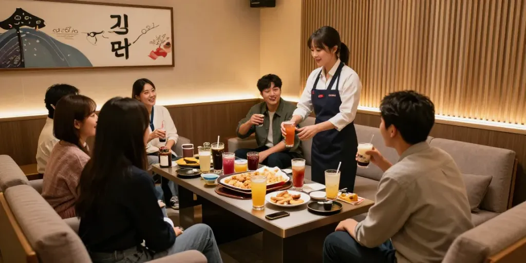 강남 구구단에서 즐거운 시간을 보내는 친구들