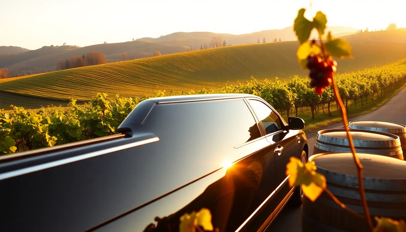 Experience lavish langley wine tours in a luxurious limo set against scenic vineyards.