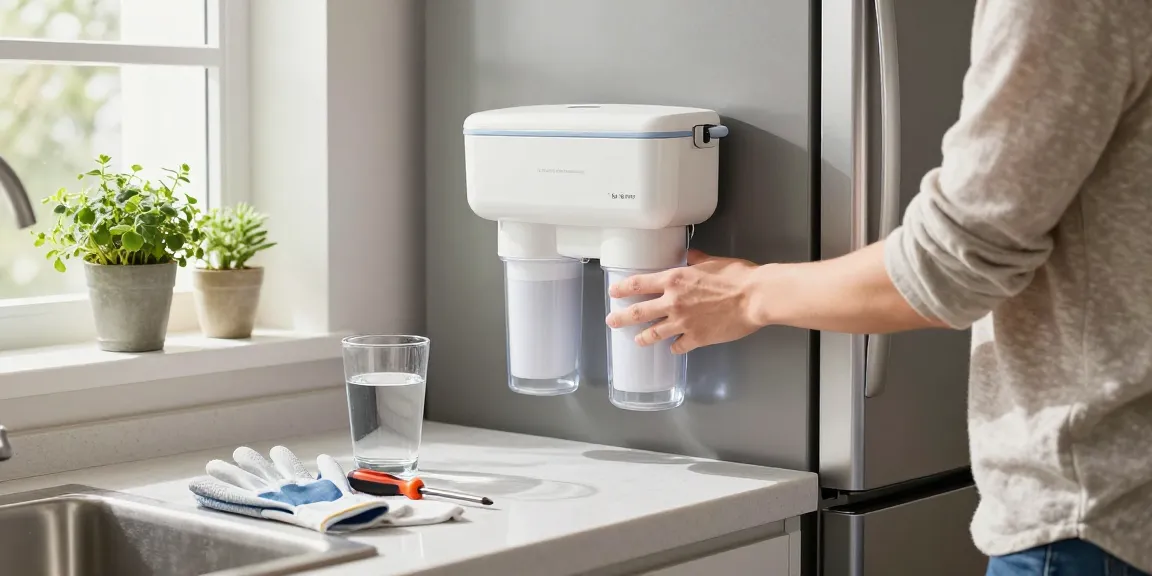 Changing the Waterdrop ADQ73613401 Replacement for LG® LT800P® filter in a bright kitchen.