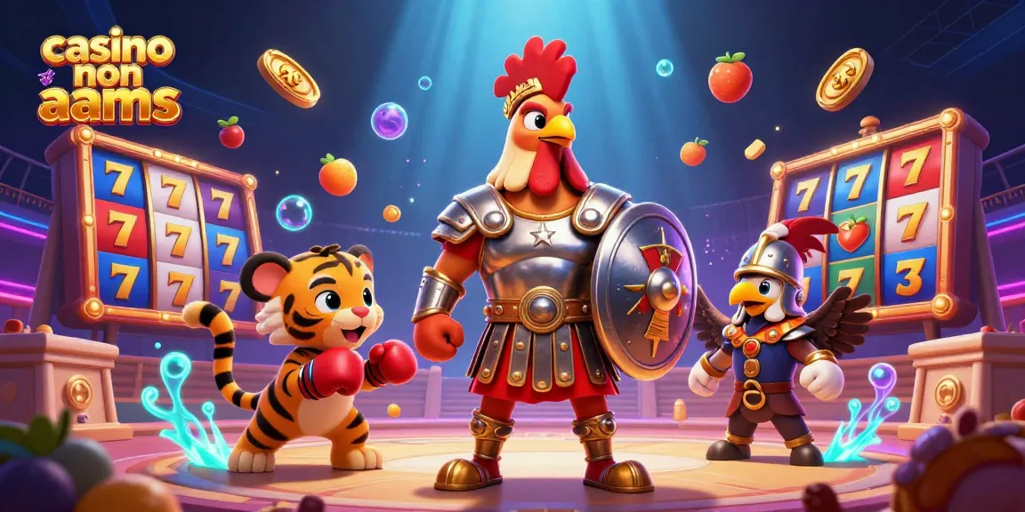 Giocando nei migliori casino non AAMS, un gallo gladiatore e un tigrotto si sfidano in un'arena.