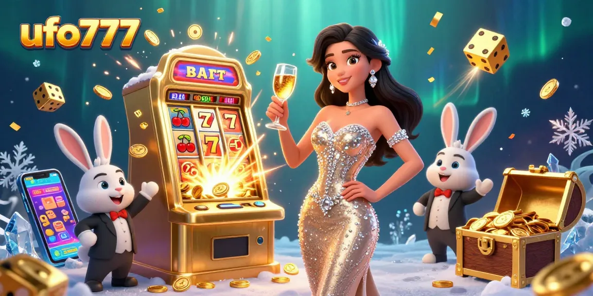 Experience exciting wins with ufo777, enjoy dynamic gaming around a sparkling slot machine.