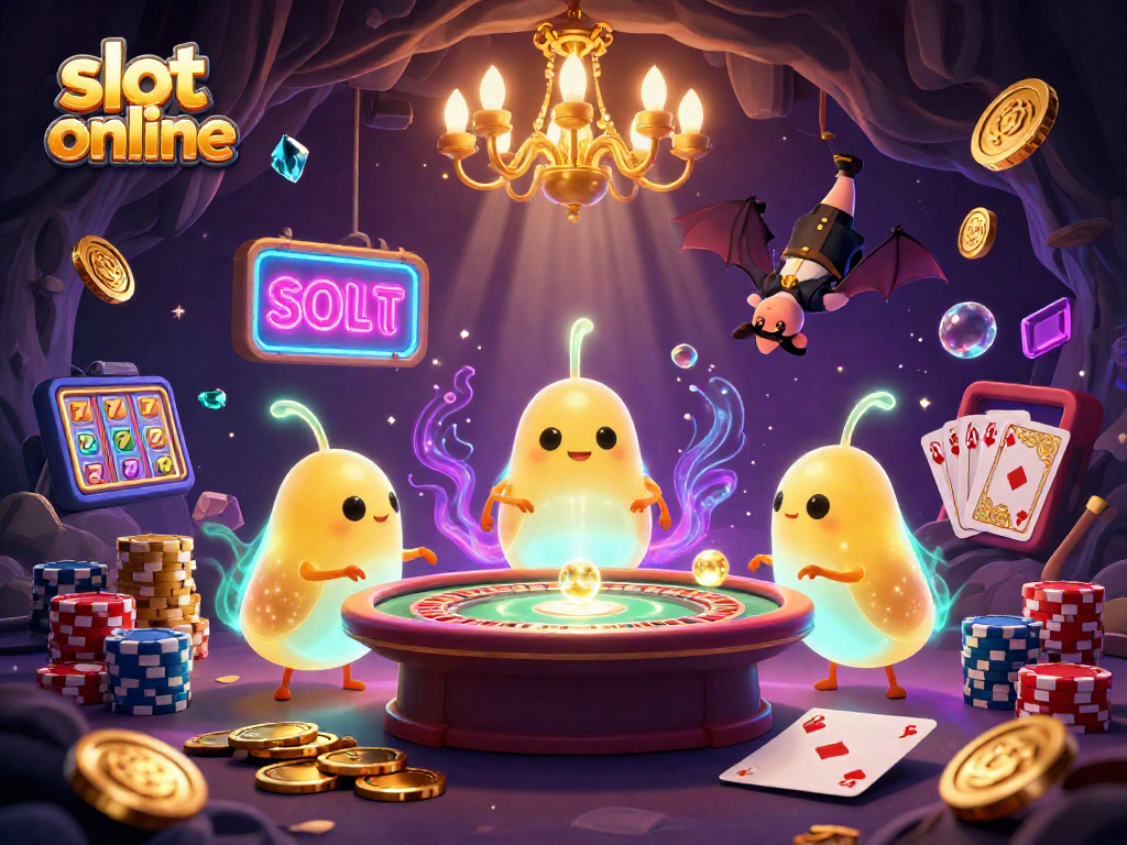 Experience the thrill of slot online action with glowing characters and dynamic casino elements lighting up the scene.