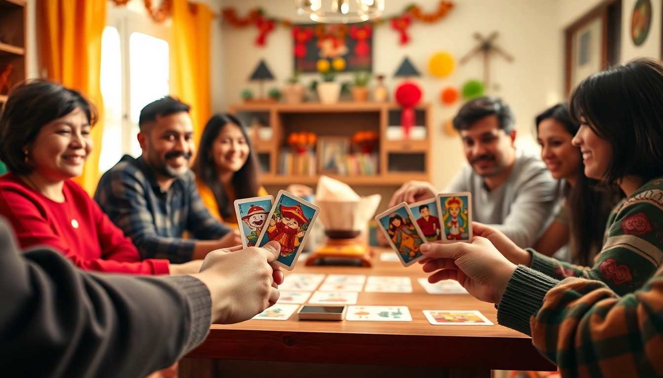 Engaging players sharing excitement during a game of yono rummy with vibrant cards.