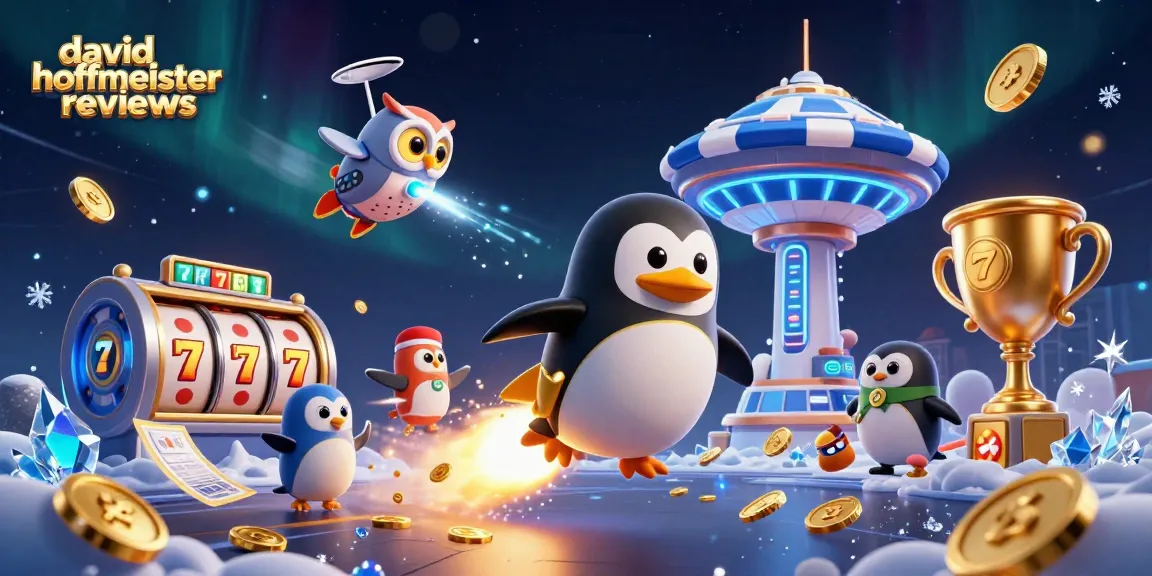 Experience thrilling adventures with a penguin flying toward a winning jackpot in david hoffmeister reviews casino promotion.