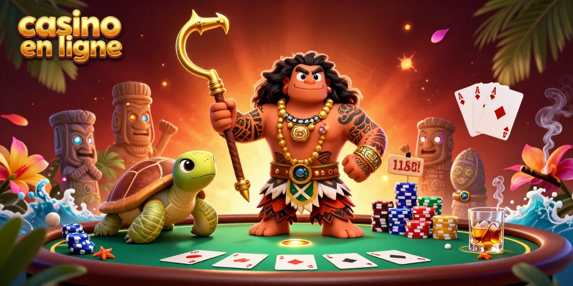 Plongez dans le monde captivant du casino en ligne avec des personnages colorés entourés de jeux de poker et d'éléments festifs.