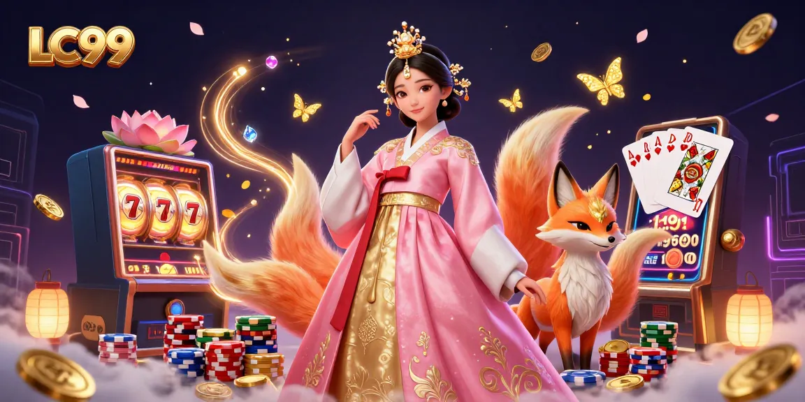 LC99 showcases a vibrant gaming scene with a lucky fox, stunning characters, and dynamic slot elements.