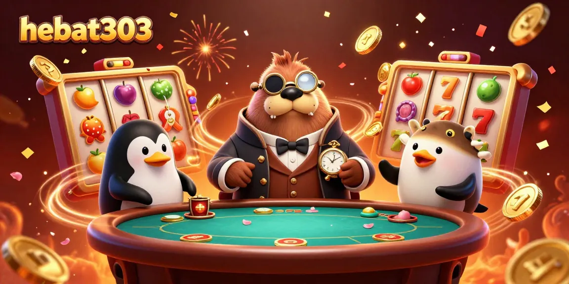 Engage in thrilling gameplay with hebat303's vibrant slot games in this dynamic casino scene.