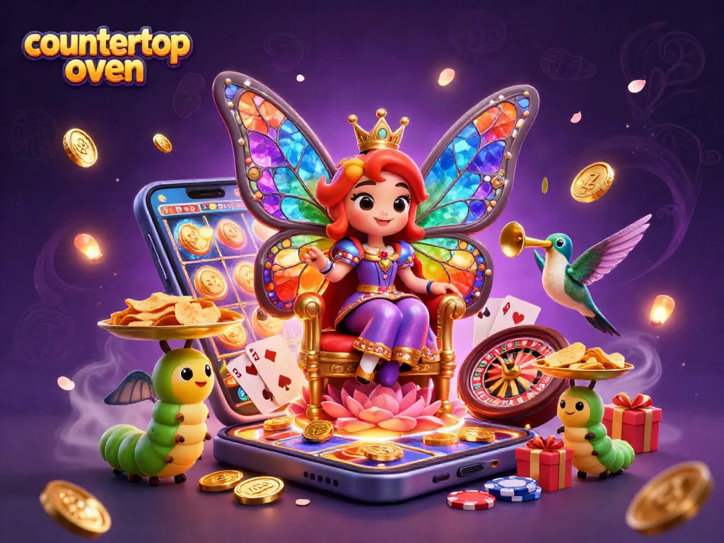 Win big with our countertop oven heat as golden coins and chips scatter in this vibrant casino scene.