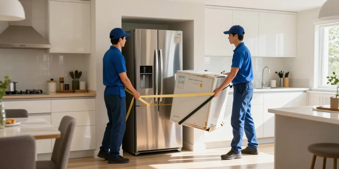 Appliance Delivery & Haul-Away service in action, showcasing professional handling of a refrigerator