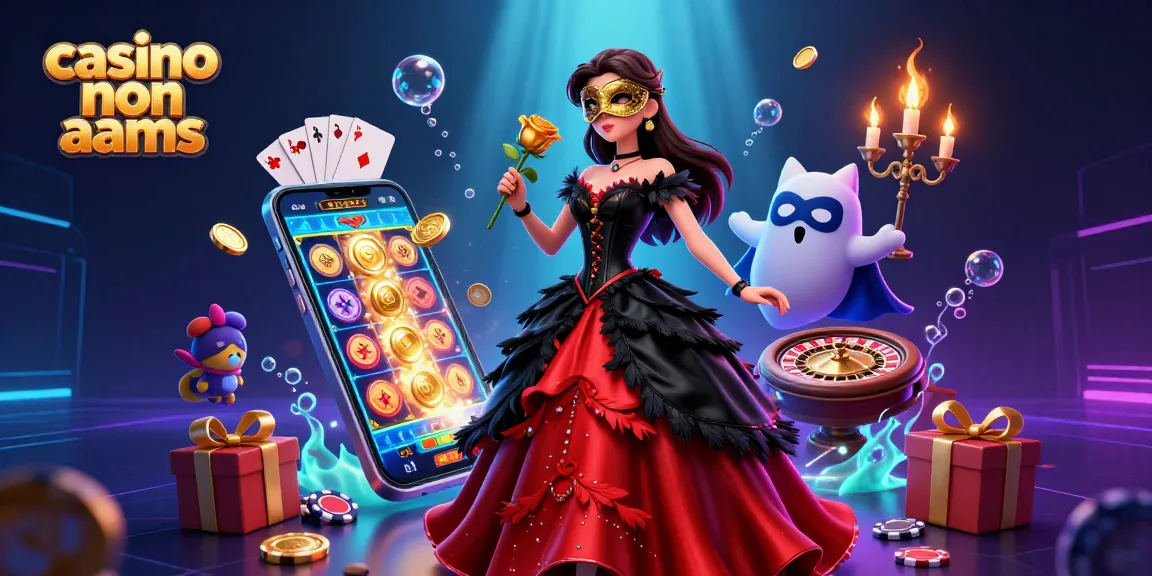 Vivi giochi emozionanti nei casinò non AAMS con un'illustrazione 3D vibrante che mostra giochi di slot e dinamici elementi da casinò.