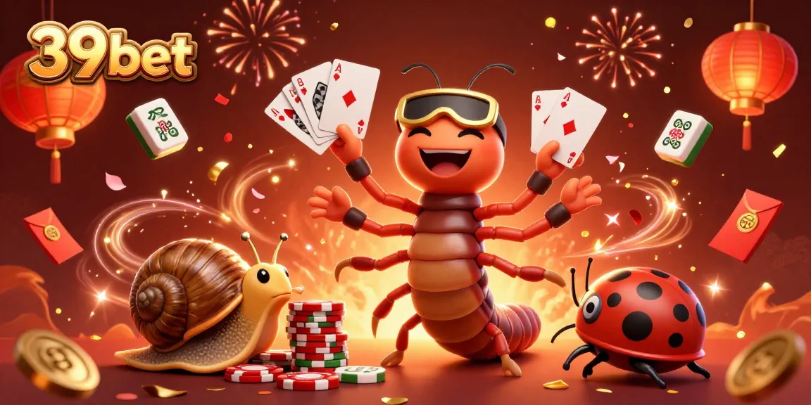 Experience thrilling gaming action at 39bet with our animated casino characters and vibrant decorations.