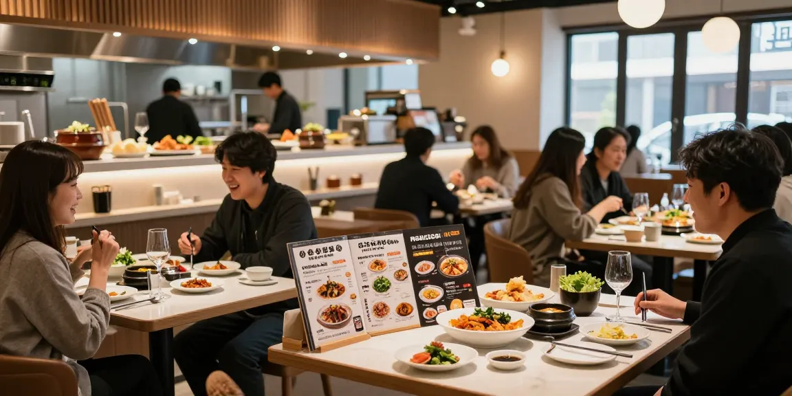 Dynamic dining atmosphere at 상봉동 한국관나이트 restaurant with patrons enjoying traditional dishes.