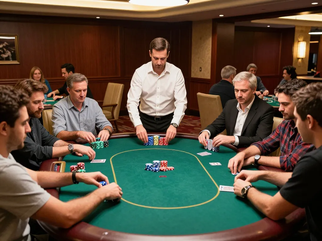 Players enjoying a poker game at the best widget store, showcasing strategy and excitement in a casino setting
