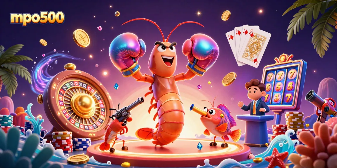 Experience mpo500's thrilling gaming with vibrant 3D casino characters and dazzling elements.