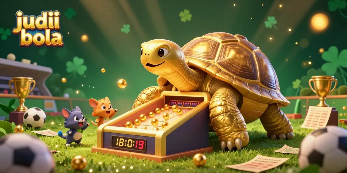 Permainan judi bola yang menarik dengan karakter kura-kura emas berpinball dan hewan kecil yang bersemangat untuk bermain.