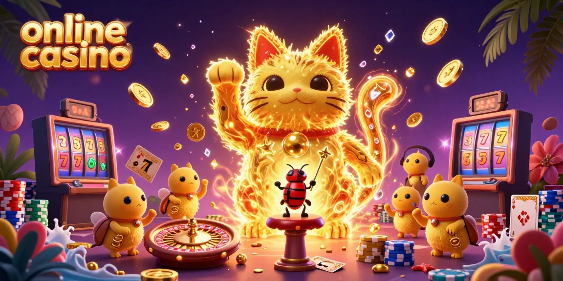 Experience the vibrant and dynamic world of an online casino with sparkling characters and gaming elements.