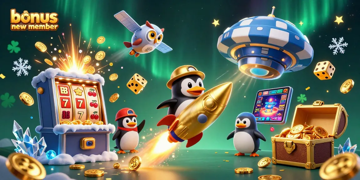 Engage with the bonus new member offer in a vibrant 3D casino scene bursting with excitement.