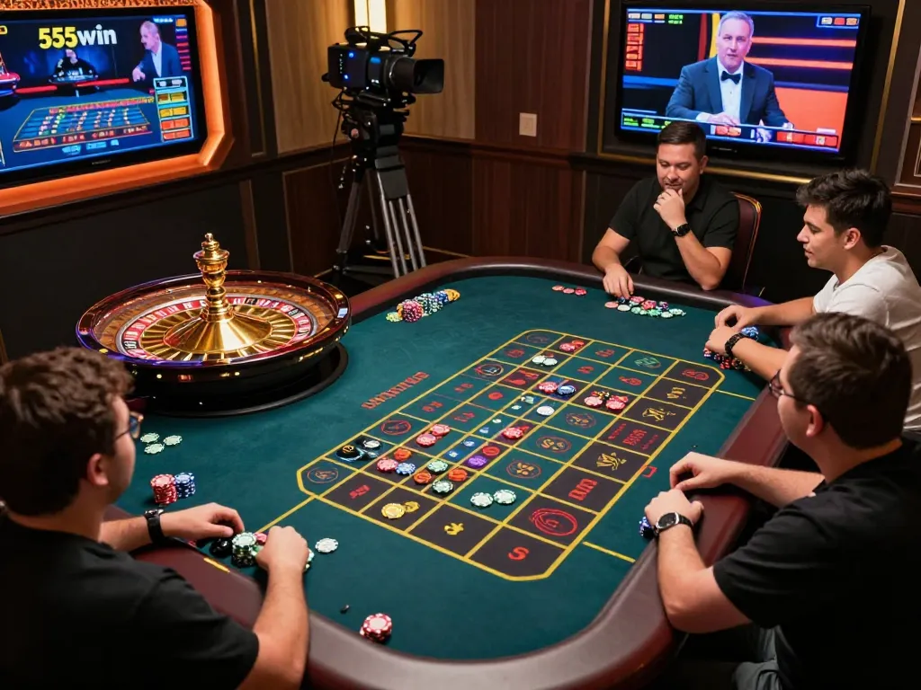 Winning at 555win's live dealer game with dynamic roulette action and engaging gameplay